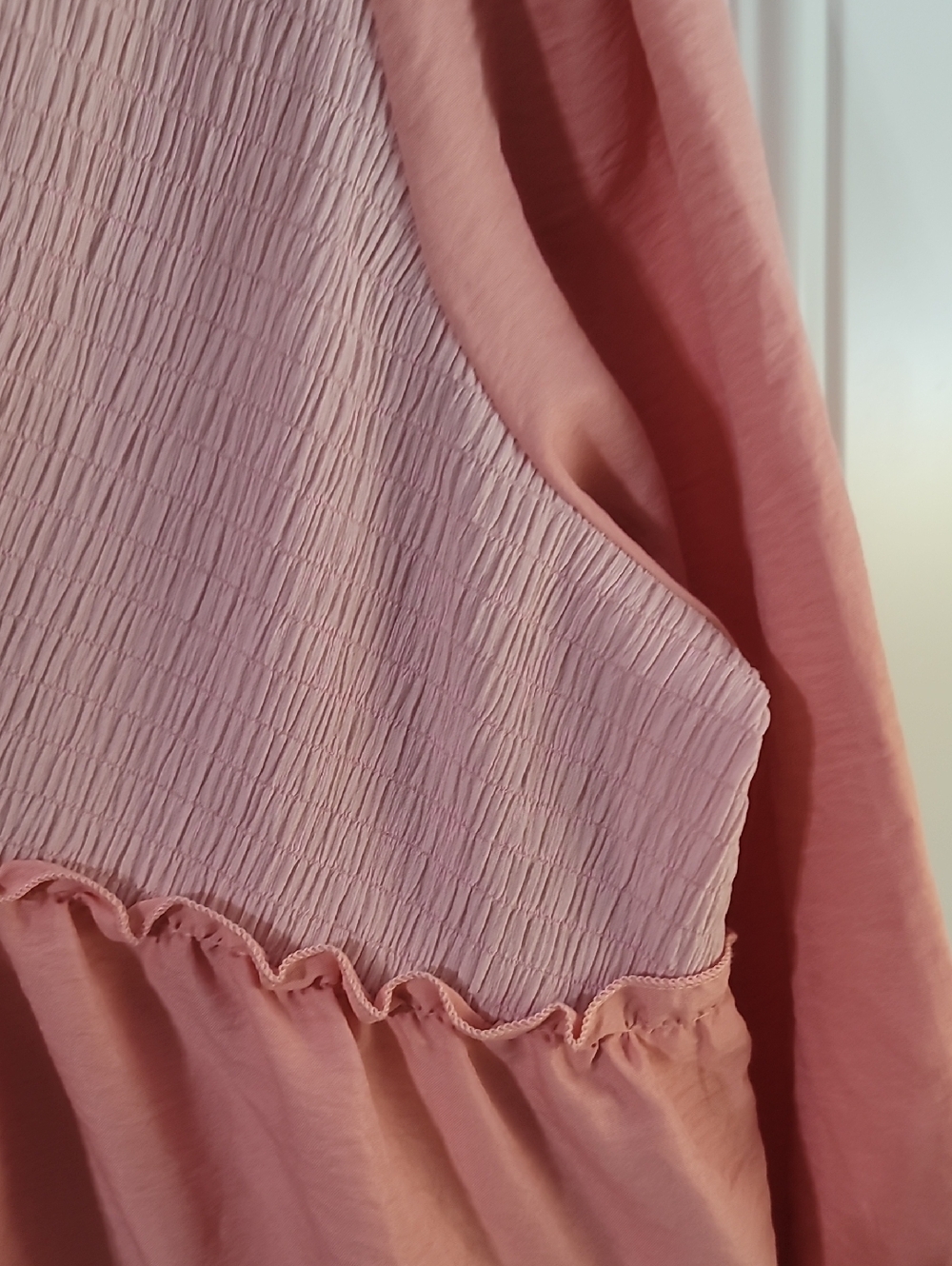 Women's Pink V-Neck Ruffle Blouse - Picture 7 of 10